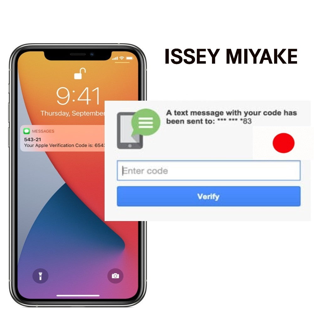 Issey Miyake Japan SMS verification using a Japanese phone number